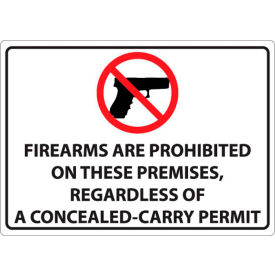 Concealed Carry Sign, Firearms Prohibited, 10"W x 7"H, Recycled Aluminum