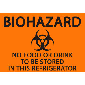 Eco Safety Sign, Biohazard No Food or Drink, 7"W x 5"H, Recycled Polystyrene, Pack of 2