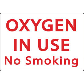 Eco Safety Sign, Oxygen In Use No Smoking, 10"W x 7"H, Recycled Aluminum