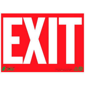 Eco Safety Sign, Exit, White on Red, 14"W x 10"H, Recycled Plastic