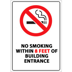 No Smoking Sign, 8 Feet, 7"W x 10"H, Recycled Polystyrene Self Adhesive