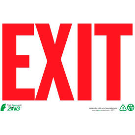 Eco Safety Sign, Exit, Red on White, 14"W x 10"H, Recycled Plastic