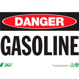 Zing Eco Safety Sign, Danger Gasoline, 14"W x 10"H, Recycled Polystyrene Self Adhesive