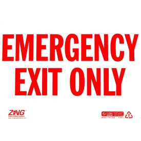 Zing Eco Safety Sign, Emergency Exit Only, 14"W x 10"H, Recycled Plastic, Glow In Dark