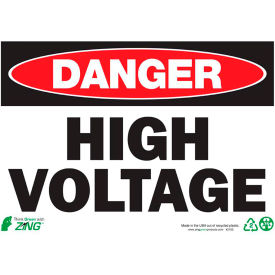 Zing Eco Safety Sign, Danger High Voltage, 14"W x 10"H, Recycled Plastic