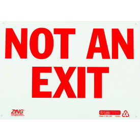 Eco Safety Sign, Not an Exit, 14"W x 10"H, Recycled Plastic, Glow In Dark