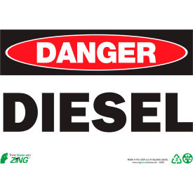 Zing Eco Safety Sign, Danger Diesel, 14"W x 10"H, Recycled Aluminum