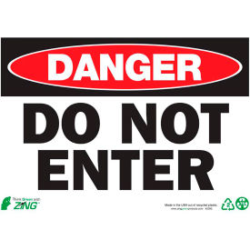Zing Eco Safety Sign, Danger Do Not Enter, 14"W x 10"H, Recycled Plastic