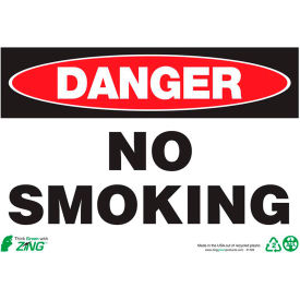 Eco Safety Sign, Danger No Smoking, 14"W x 10"H, Recycled Plastic