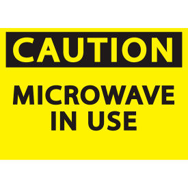 Safety Sign, Caution, Microwave In Use, 10"W x 7"H, Recycled Polystyrene Self Adhesive