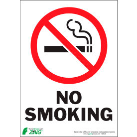 Zing Eco Safety Sign, No Smoking, 10"W x 14"H, Recycled Aluminum