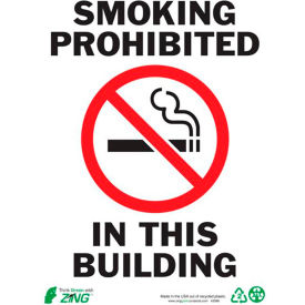 Eco Safety Sign, Smoking Prohibited, 10"W x 14"H, Recycled Plastic