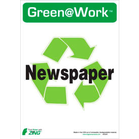 Eco Label, Recycle Newspaper, 10"W x 14"H, Recycled Polystyrene Self Adhesive, Pack of 5