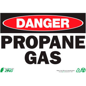 Eco Safety Sign, Danger Propane Gas, 14"W x 10"H, Recycled Plastic