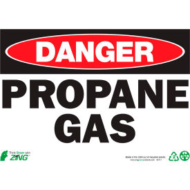 Zing Eco Safety Sign, Danger Propane Gas, 14"W x 10"H, Recycled Polystyrene Self Adhesive