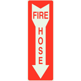 Zing Eco Safety Sign, Fire Hose with Arrow, 3-1/4"W x 14"H, Recycled Polystyrene Self Adhesive