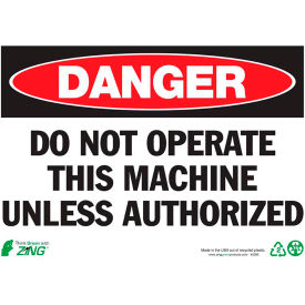 Zing Eco Safety Sign, Danger Do Not Operate, 14"W x 10"H, Recycled Plastic