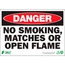 Zing Eco Safety Sign, Danger No Smoking, 14"W x 10"H, Recycled Polystyrene Self Adhesive