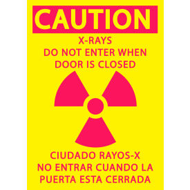 Zing Eco Safety Sign, Caution X-Ray Area, English/Spanish, 7"W x 10"H, Recycled Aluminum