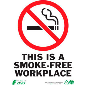 Eco Safety Sign, Smokefree Workplace, 10"W x 14"H, Recycled Plastic