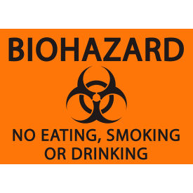 Eco Safety Sign, BioHazard No Eating, Smoking or Drinking, 10"W x 7"H, Recycled Aluminum