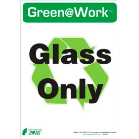 Zing Eco Label, Recycle Glass Only, 10"W x 14"H, Recycled Polystyrene Self Adhesive, Pack of 5