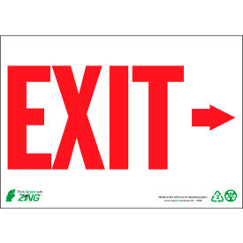 Zing Eco Safety Sign, Exit Right Arrow, 14"W x 10"H, Recycled Polystyrene Self Adhesive
