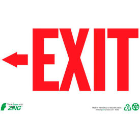 Eco Safety Sign, Exit Left Arrow, 14"W x 10"H, Recycled Plastic