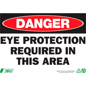 Safety Sign, Danger Eye Protection Required In This Area, 14"W x 10"H, Recycled Polystyrene