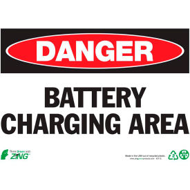 Zing Eco Safety Sign, Danger Battery Charging Area, 14"W x 10"H, Recycled Plastic