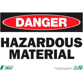 Safety Sign, Danger Hazardous Material, 14"W x 10"H, Recycled Plastic