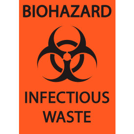 Eco Safety Label, Biohazard Infectious Waste, 5"W x 7"H, Recycled Polystyrene, Pack of 2