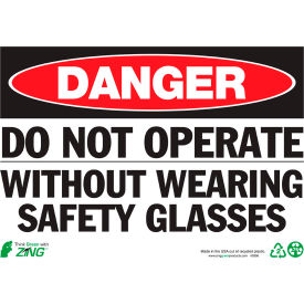 Zing Eco Safety Sign, Danger Do Not Operate Without Wearing..., 14"W x 10"H, Recycled Polystyrene