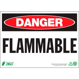 Zing Eco Safety Sign, Danger Flammable, 14"W x 10"H, Recycled Aluminum