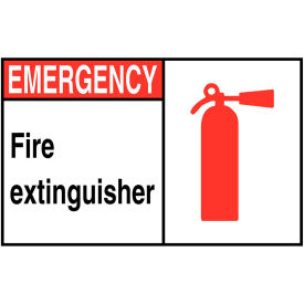 Eco Safety Sign, Fire Extinguisher with Picto, 10"W x 7"H, Recycled Plastic
