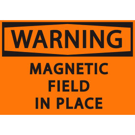 Zing Eco Safety Sign, Warning Magnetic Field In Place, 10"W x 7"H, Recycled Plastic