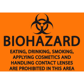 Eco Safety Sign, BioHazard No Eating, Smoking, Drinking Sign..., 10"W x 7"H, Recycled Plastic