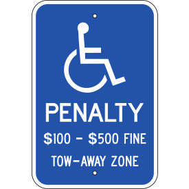 Eco Parking Sign, Handicapped Parking Penalty, Virginia, 12"W x 18"H, Recycled Aluminum