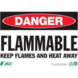 Zing Eco Safety Sign, Danger Flammable Keep Flames and Heat Away, 14"W x 10"H, Recycled Plastic