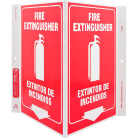 Zing Eco Safety V Sign, Fire Extinguisher Bilingual, 10-5/8"W x 11"H, Recycled Plastic