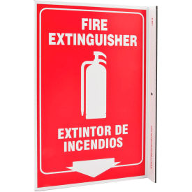 Zing Eco Safety L Sign, Fire Extinguisher Bilingual, 8"W x 11"H, Recycled Plastic