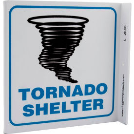 Eco Safety L Sign, Tornado Shelter, 7"W x 7"H, Recycled Plastic