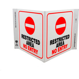 Eco Safety V Sign, Restricted Area No Entry, 12"W x 7"H, Recycled Plastic
