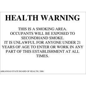 Smoking Permitted Sign, Arkansas Regulations, 14"W x 10"H, Recycled Aluminum