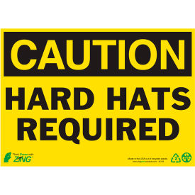 Zing Eco Safety Sign, Caution Hard Hats Required, 14"W x 10"H, Recycled Aluminum
