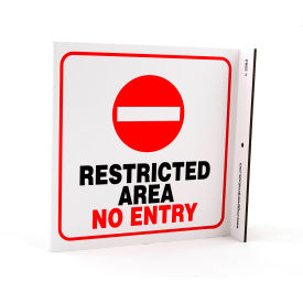 Zing Eco Safety L Sign, Restricted Area No Entry, 7"W x 7"H, Recycled Plastic
