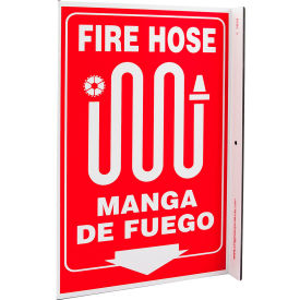 Zing Eco Safety L Sign, Fire Hose Bilingual, 8"W x 11"H, Recycled Plastic