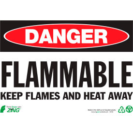 Zing Eco Safety Sign, Danger Flammable Keep..., 14"W x 10"H, Recycled Polystyrene Self Adhesive