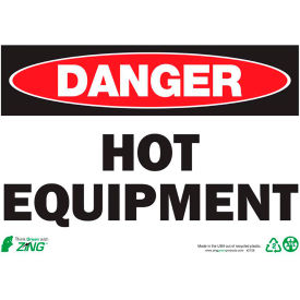 Danger Hot Equipment Eco Safety Sign, 14"W x 10"H, Recycled Plastic