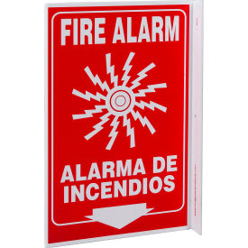 Zing Eco Safety L Sign, Fire Alarm Bilingual, 8"W x 11"H, Recycled Plastic